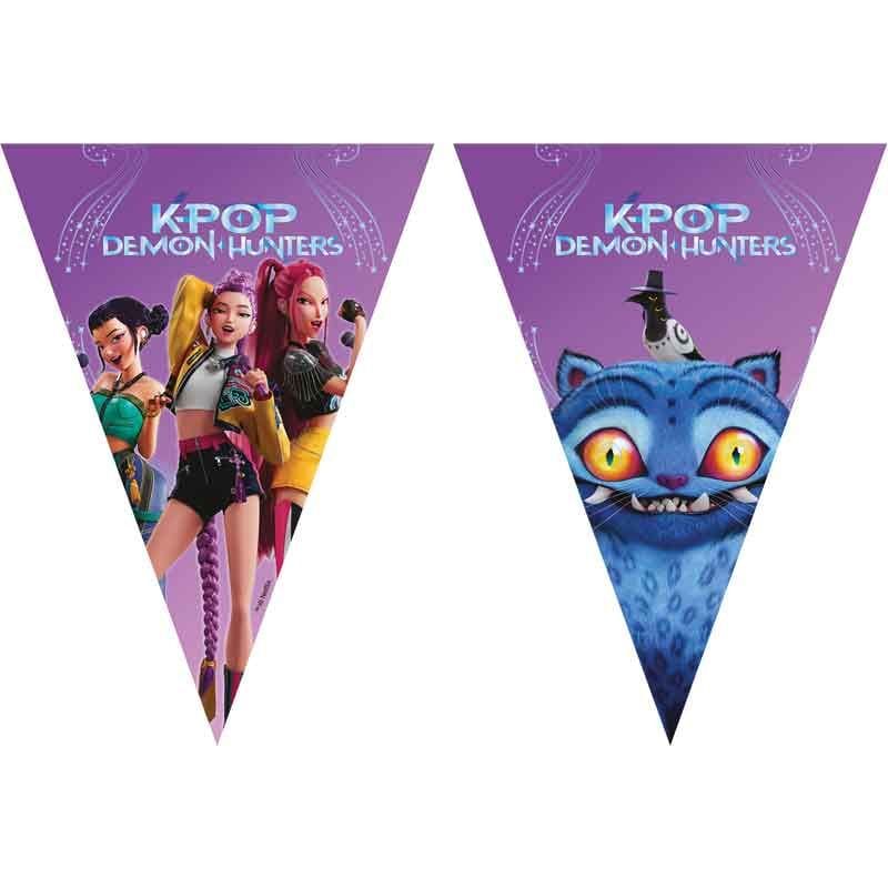 K-Pop Demon Hunters Party Banner - Demon Hunters Party Decor Bunting K-Pop Demon Hunters Party Banner
