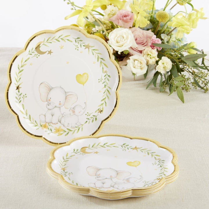 Kate Aspen - Baby Elephant Large Paper Party Plates x 16 Disposable Plates Baby Elephant Large Paper Party Plates x 16