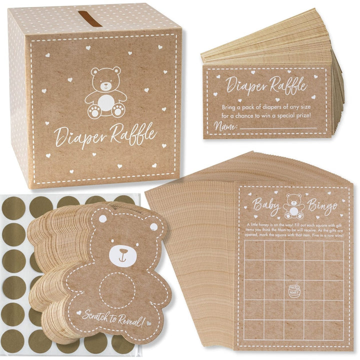 Kate Aspen - Baby Shower Bear Diaper Raffle & Scratch Card Game Party Games Baby Shower Bear Diaper Raffle & Scratch Card Game