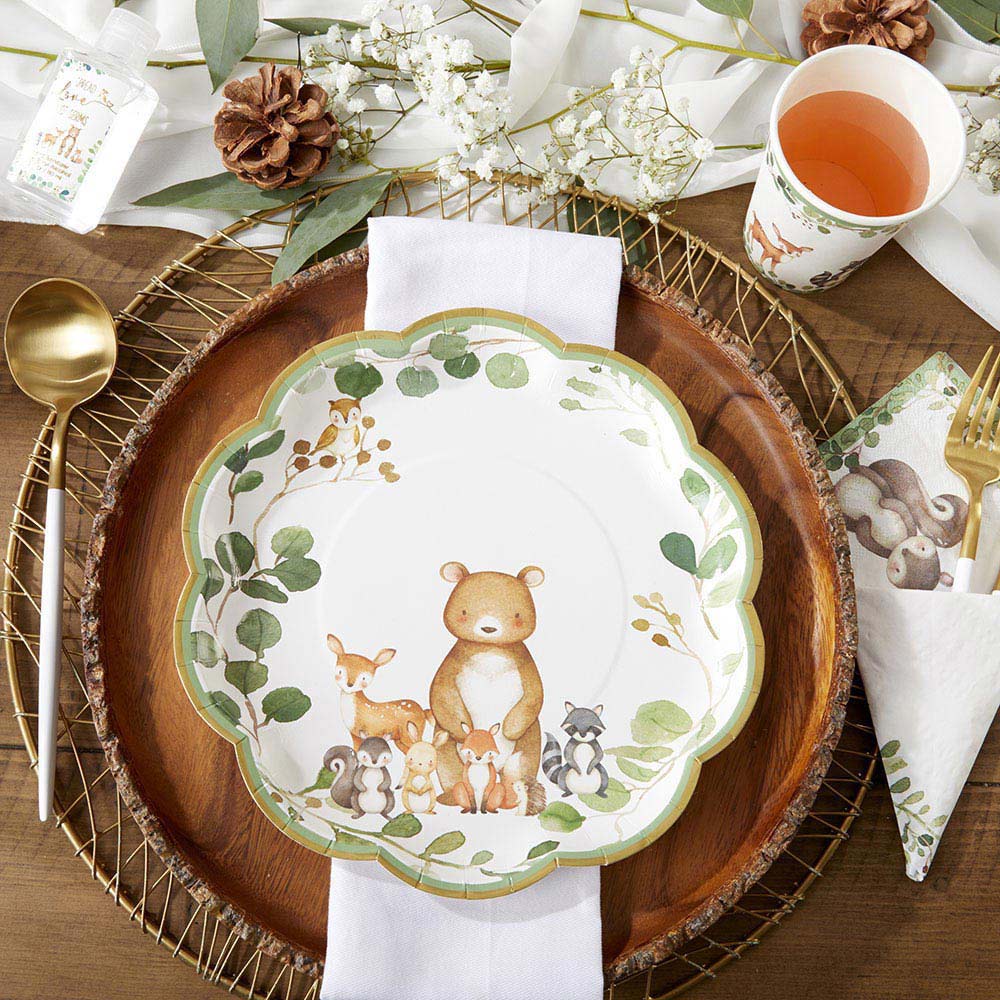 Kate Aspen - Baby Woodland Animal Large Party Plates x 16 Disposable Plates Baby Woodland Animal Large Party Plates x 16