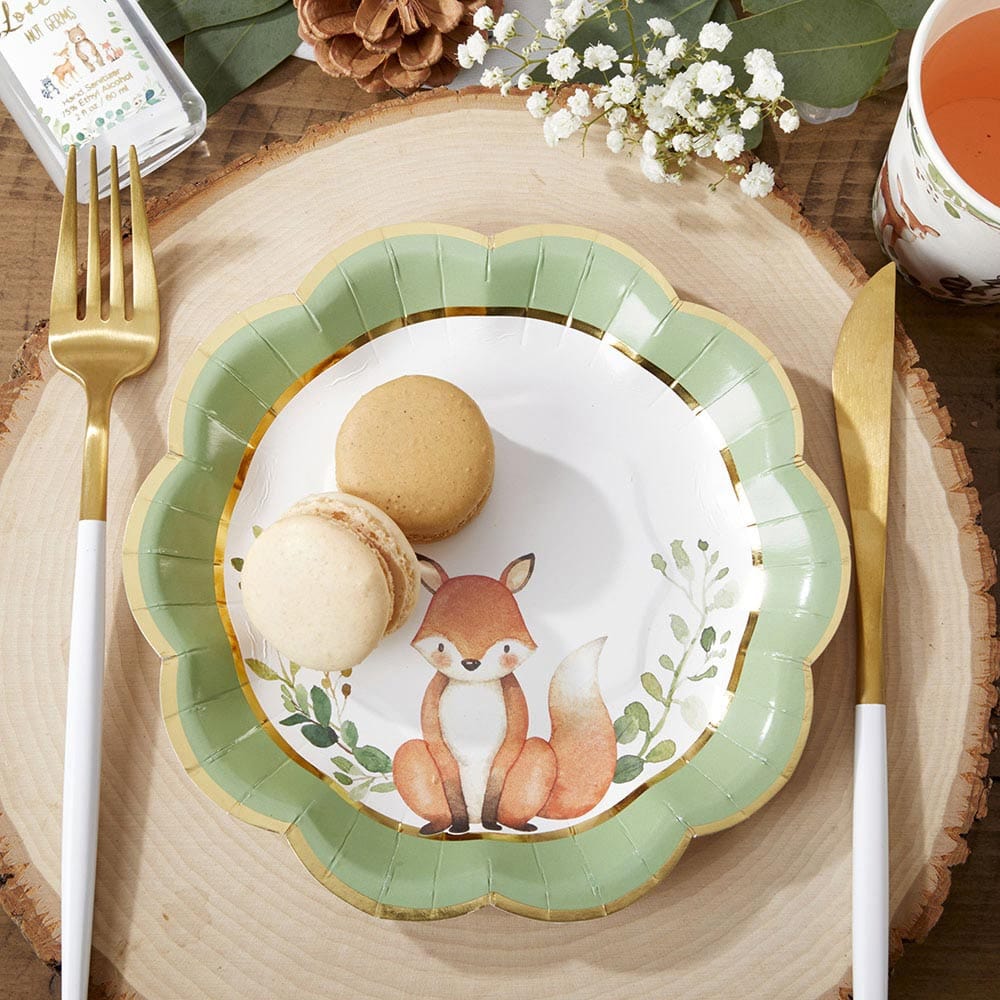 Kate Aspen - Baby Woodland Animal Paper Party Plates x 16 Disposable Plates Baby Woodland Animal Paper Party Plates x 16