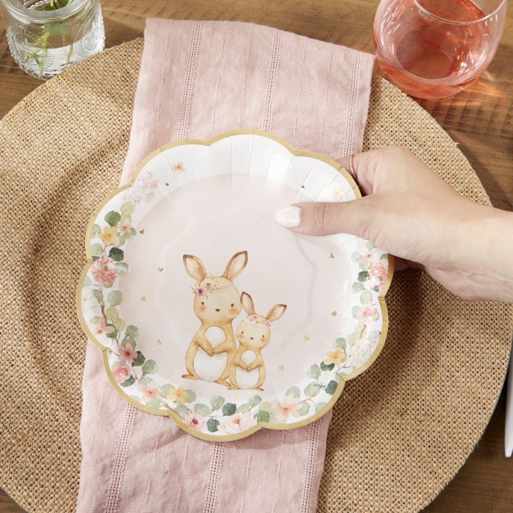 Kate Aspen - Baby Woodland Animal Pink Paper Party Plates x 16 Disposable Plates Baby Woodland Animal Pink Paper Party Plates x 16