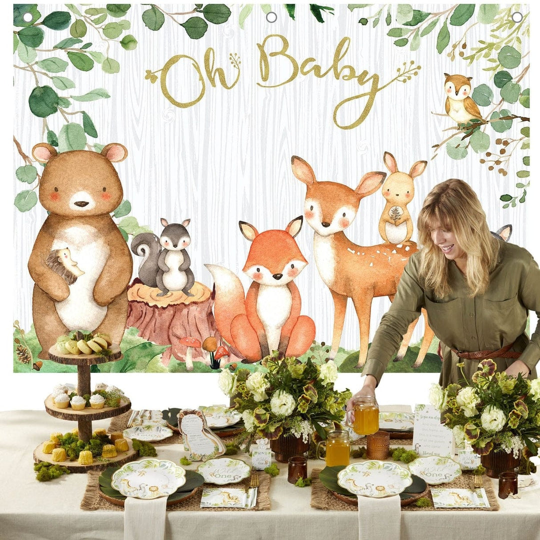 Kate Aspen - Baby Woodland Animals Baby Shower Boxes Paper Cup Baby Woodland Animals Baby Shower Photo Backdrop