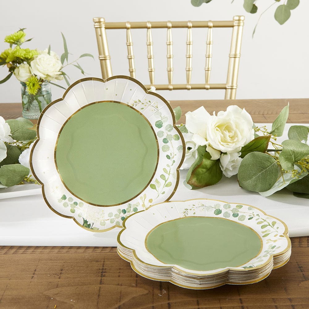 Kate Aspen - Eucalyptus Botanical Party Paper Plates x 16 Disposable Plates Eucalyptus Botanical Party Paper Plates x 16