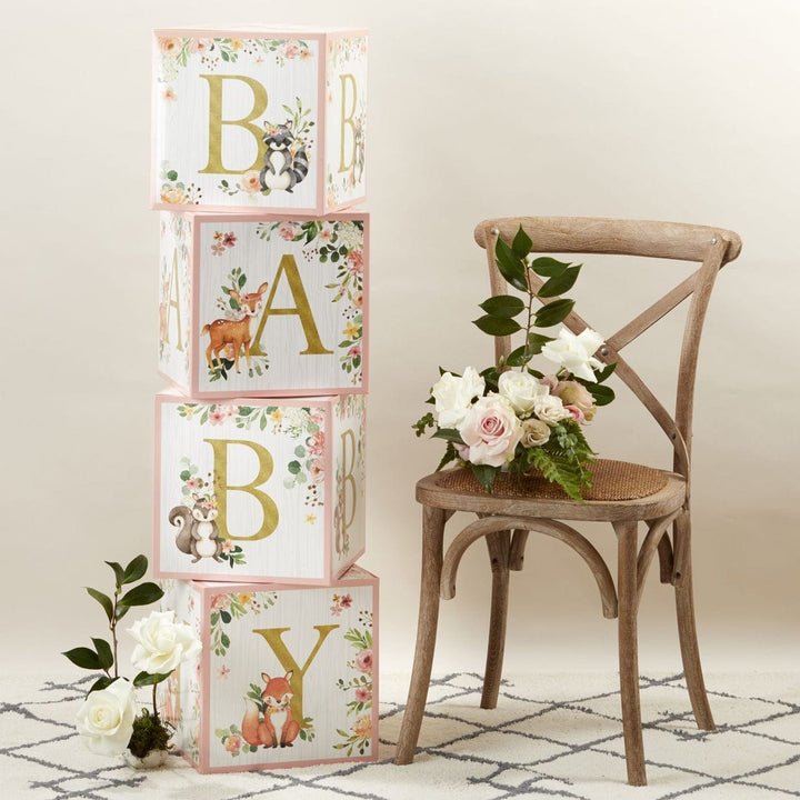 Kate Aspen - Pink Baby Woodland Animals Baby Shower Boxes party decorations Baby Woodland Animals Pink Baby Shower Boxes