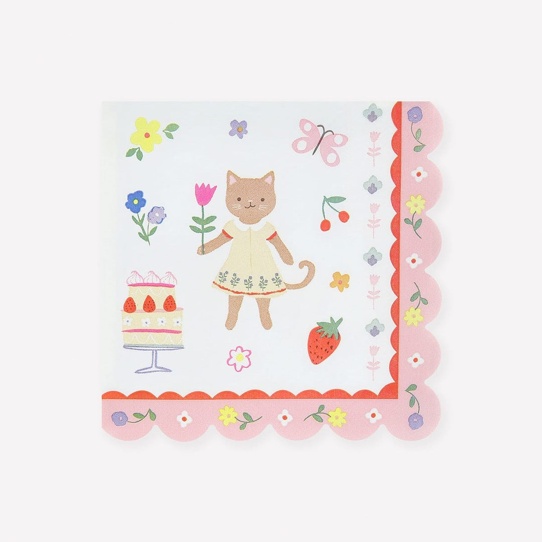Kitten Club Large Party Napkins x 16 - Meri Meri Cat Party Supplies Paper Napkins Kitten Club Large Party Napkins x 16