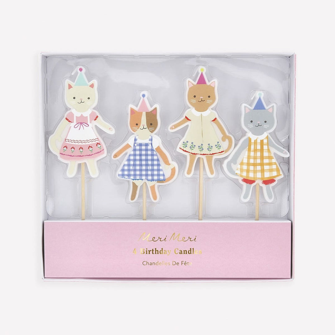Kitten Club Party Cake Candles x 4 - Meri Meri Cat Party Supplies Birthday Candles Kitten Club Party Cake Candles x 4