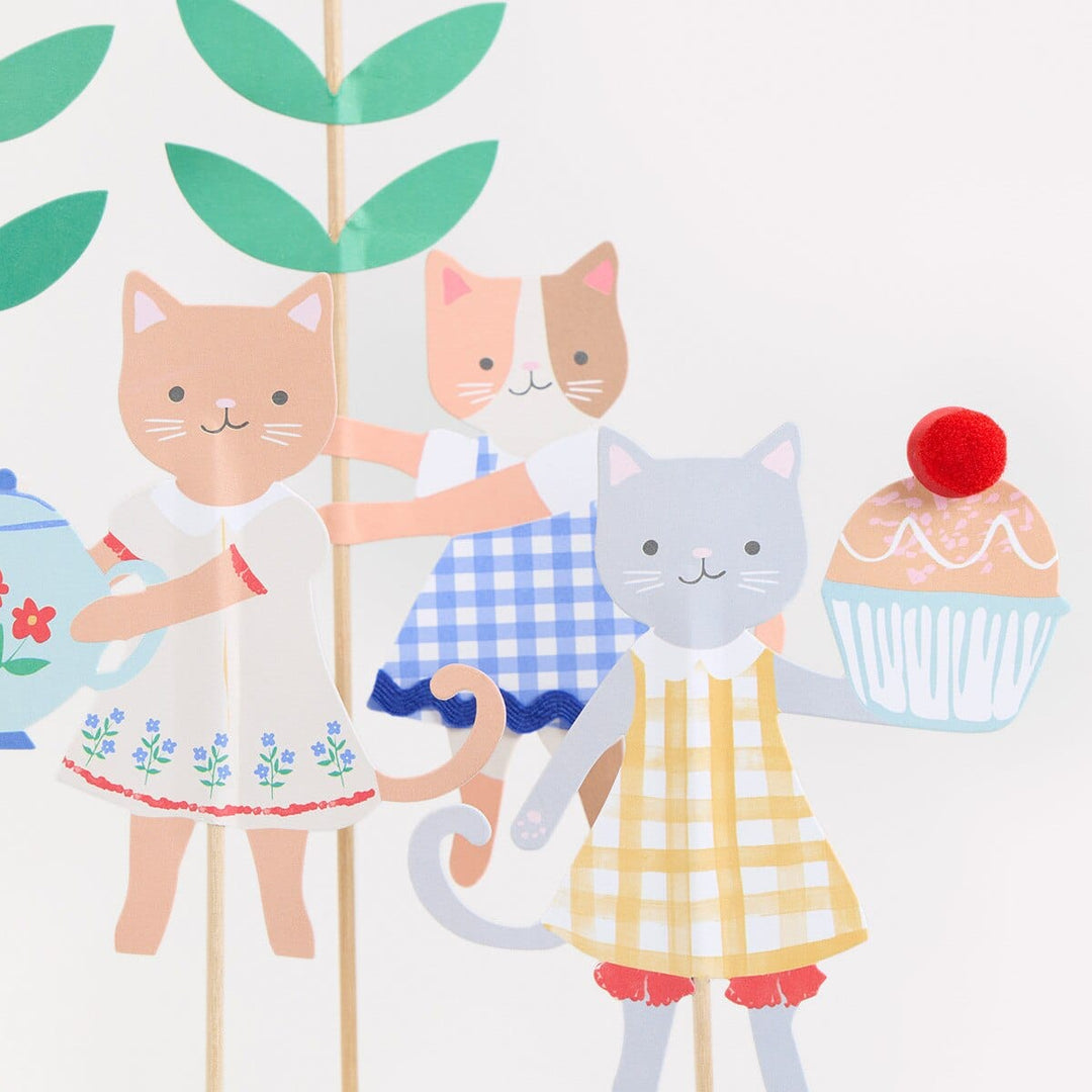 Kitten Club Party Cake Toppers x 4 - Meri Meri Cat Party Supplies Cake Topper Kitten Club Party Cake Toppers x 4