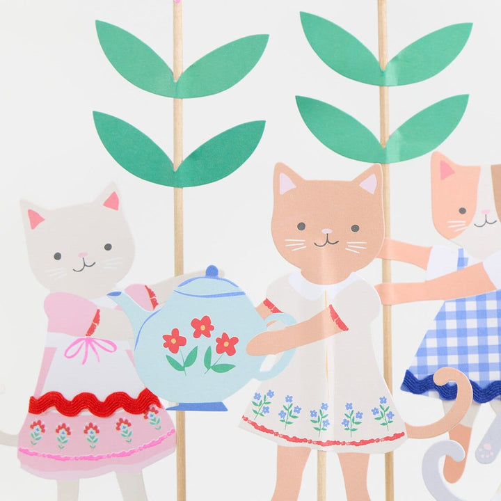 Kitten Club Party Cake Toppers x 4 - Meri Meri Cat Party Supplies Cake Topper Kitten Club Party Cake Toppers x 4