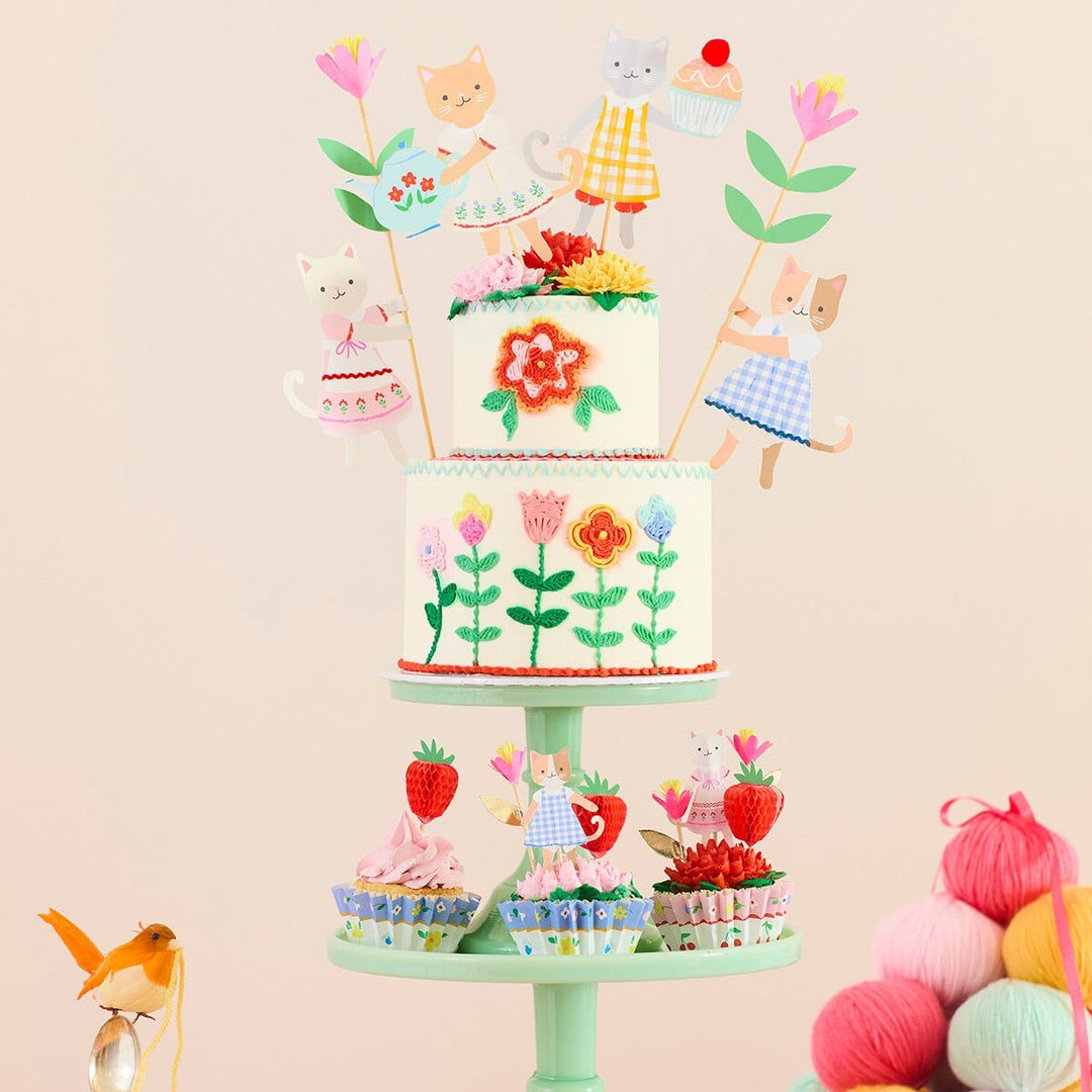 Kitten Club Party Cake Toppers x 4 - Meri Meri Cat Party Supplies Cake Topper Kitten Club Party Cake Toppers x 4