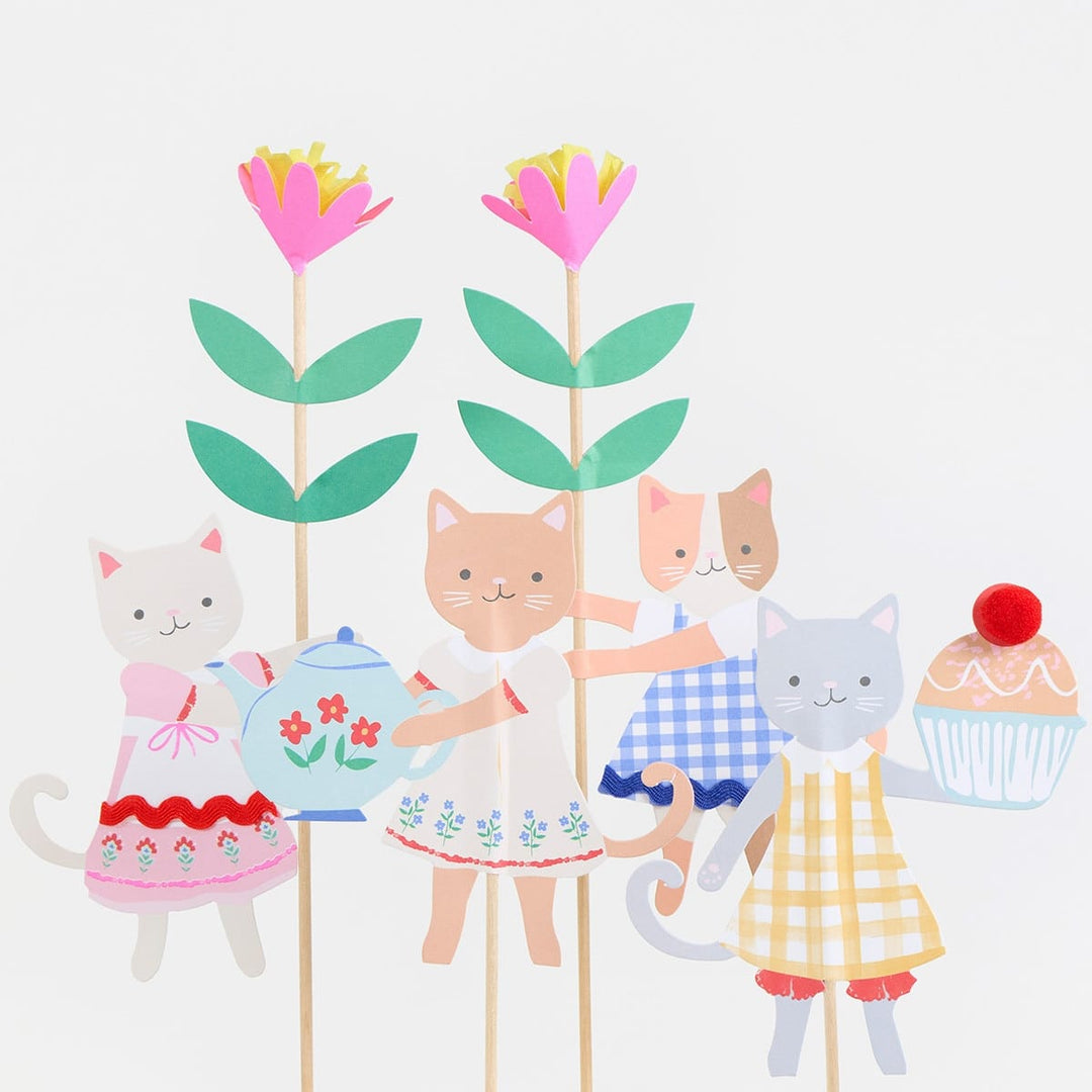 Kitten Club Party Cake Toppers x 4 - Meri Meri Cat Party Supplies Cake Topper Kitten Club Party Cake Toppers x 4