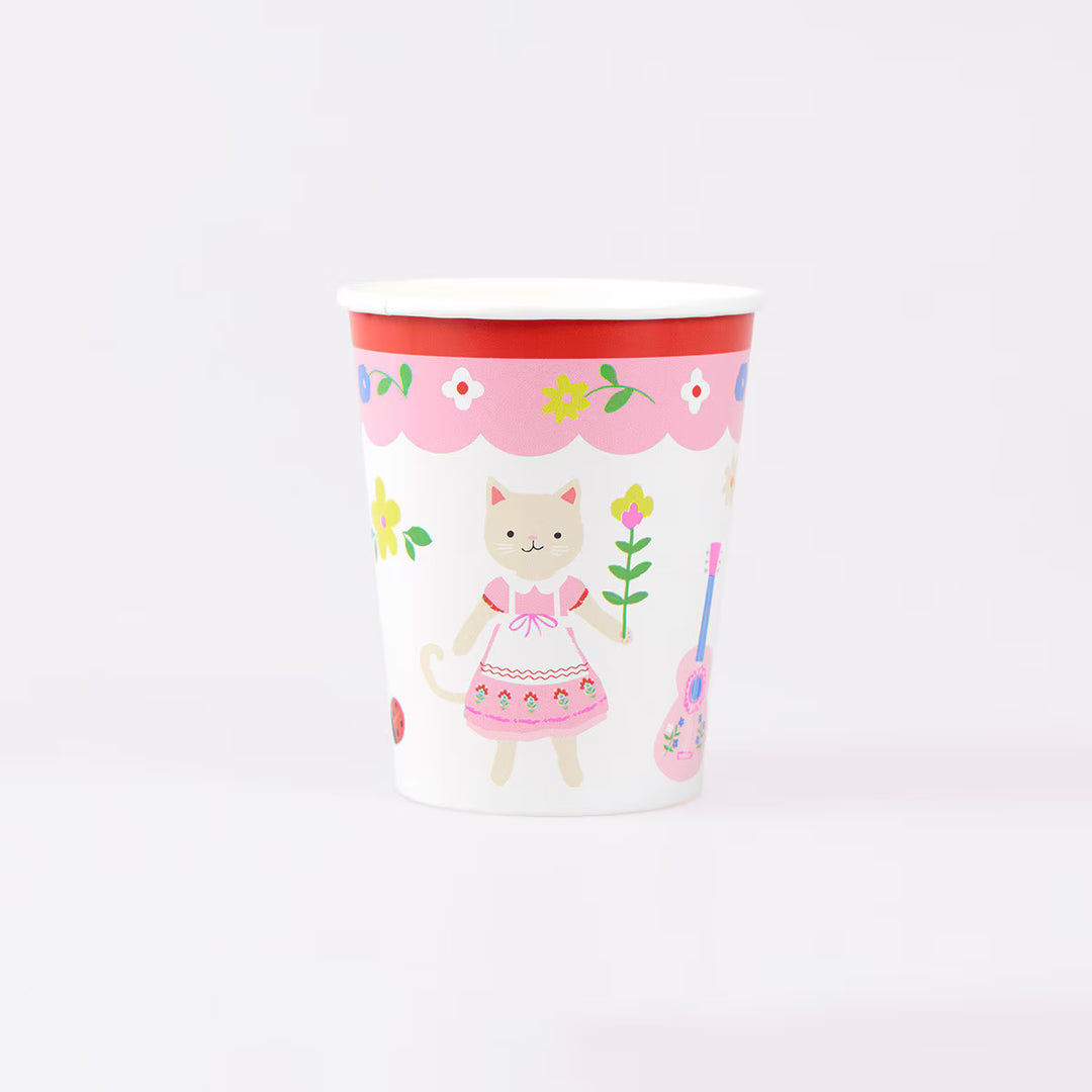 Kitten Club Party Cups x 8 - Meri Meri Cat Party Supplies Disposable Cups Kitten Club Party Cups x 8