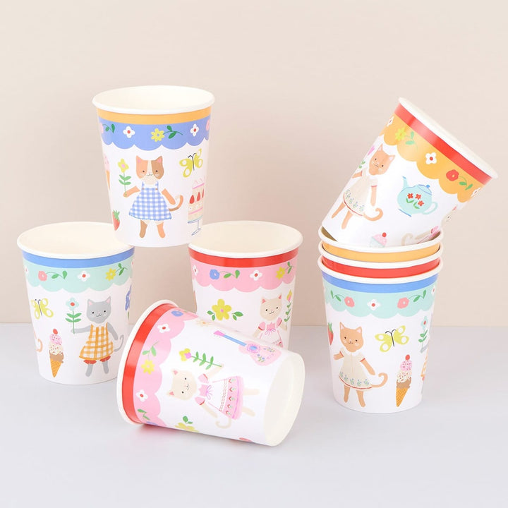 Kitten Club Party Cups x 8 - Meri Meri Cat Party Supplies Disposable Cups Kitten Club Party Cups x 8
