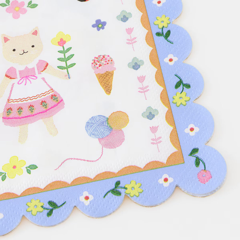 Kitten Club Small Party Napkins x 16 - Meri Meri Cat Party Supplies Paper Napkins Kitten Club Small Party Napkins x 16