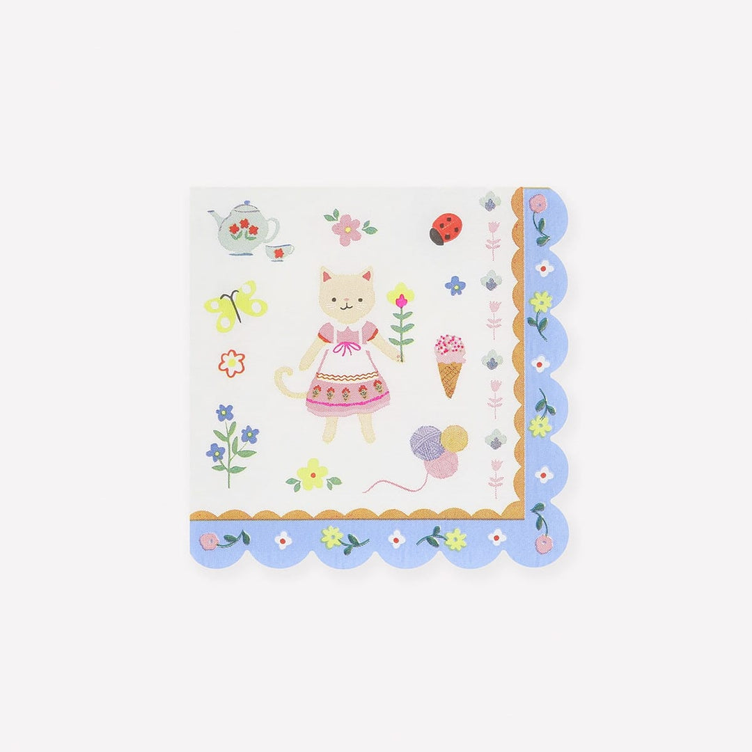 Kitten Club Small Party Napkins x 16 - Meri Meri Cat Party Supplies Paper Napkins Kitten Club Small Party Napkins x 16