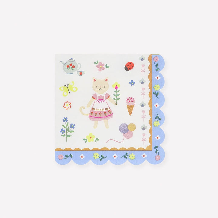 Kitten Club Small Party Napkins x 16 - Meri Meri Cat Party Supplies Paper Napkins Kitten Club Small Party Napkins x 16
