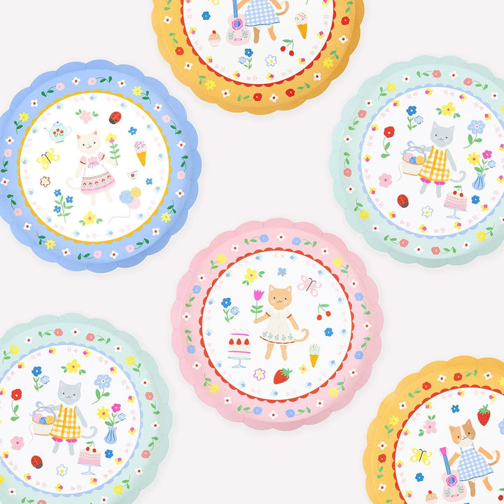 Kitten Club Small Party Plates x 8 - Meri Meri Cat Party Supplies Disposable Plates Kitten Club Small Party Plates x 8
