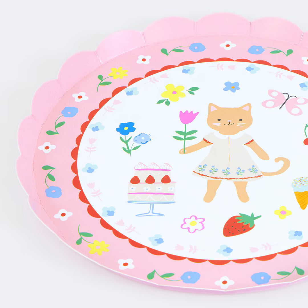 Kitten Club Small Party Plates x 8 - Meri Meri Cat Party Supplies Disposable Plates Kitten Club Small Party Plates x 8