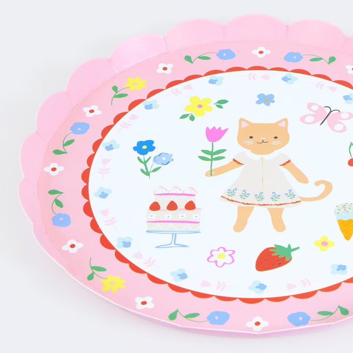 Kitten Club Small Party Plates x 8 - Meri Meri Cat Party Supplies Disposable Plates Kitten Club Small Party Plates x 8
