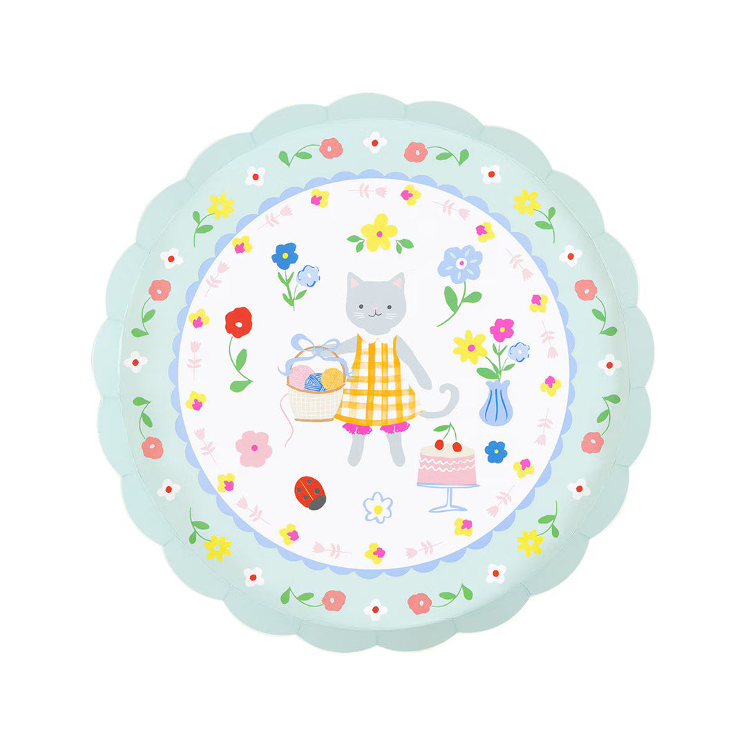 Kitten Club Small Party Plates x 8 - Meri Meri Cat Party Supplies Disposable Plates Kitten Club Small Party Plates x 8