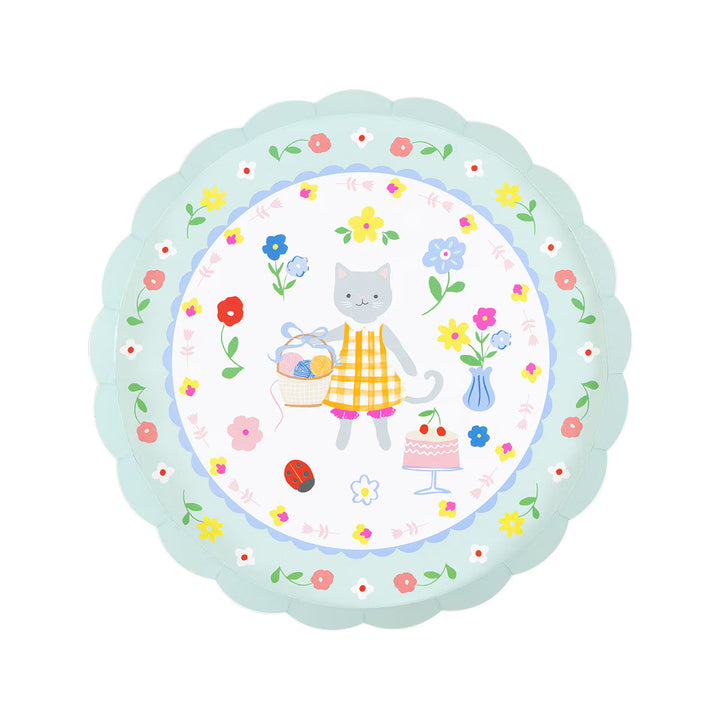 Kitten Club Small Party Plates x 8 - Meri Meri Cat Party Supplies Disposable Plates Kitten Club Small Party Plates x 8