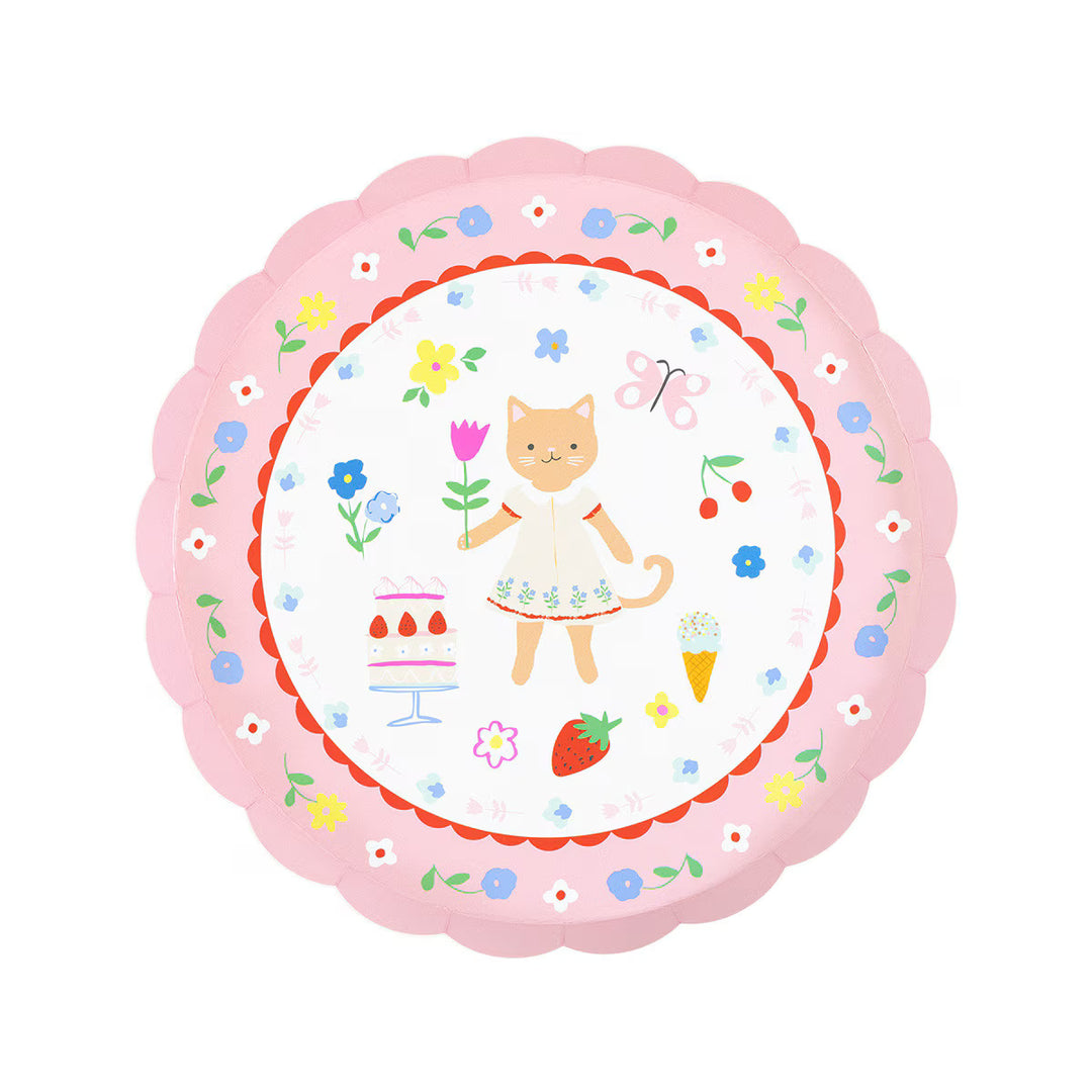 Kitten Club Small Party Plates x 8 - Meri Meri Cat Party Supplies Disposable Plates Kitten Club Small Party Plates x 8