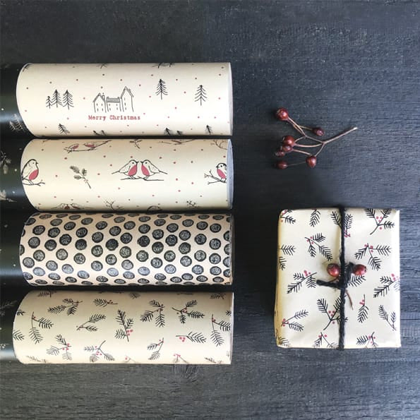 Kraft Wrapping Paper 5m Roll, Berry Branches | East of India Gift Wrap East of India Kraft Wrapping Paper 5m Roll - Berry Branches