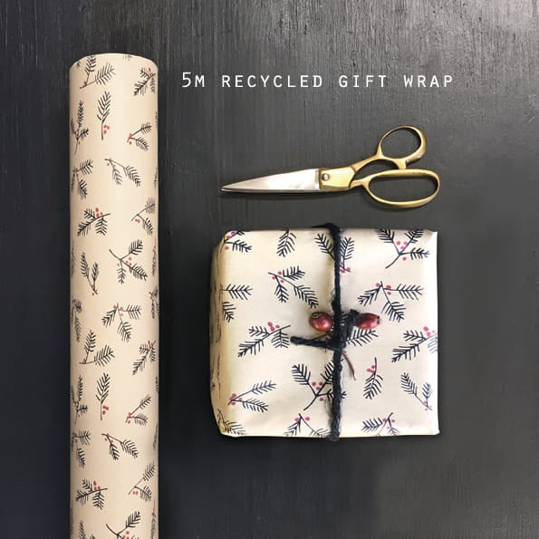 Kraft Wrapping Paper 5m Roll, Berry Branches | East of India Gift Wrap East of India Kraft Wrapping Paper 5m Roll - Berry Branches