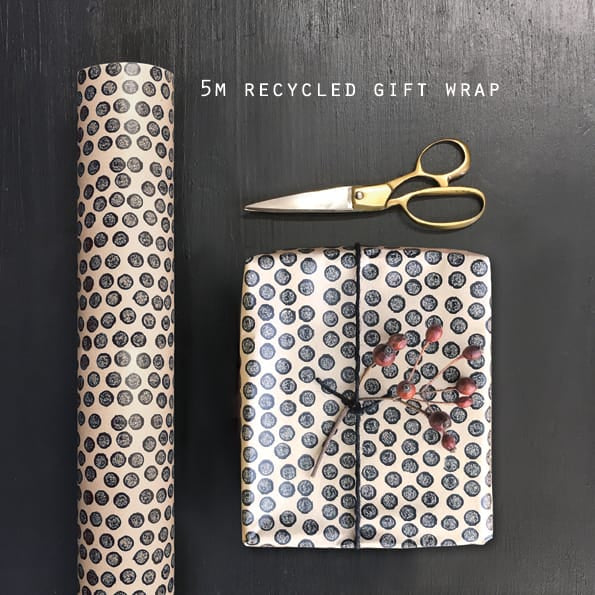 Kraft Wrapping Paper 5m Roll, Black Dots | East of India Gift Wrap East of India Kraft Wrapping Paper Roll - Black Dots