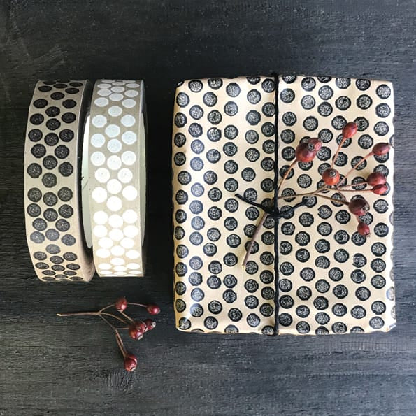 Kraft Wrapping Paper 5m Roll, Black Dots | East of India Gift Wrap East of India Kraft Wrapping Paper Roll - Black Dots