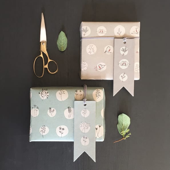 Kraft Wrapping Paper Roll, Blue Hedgerow | East of India Gift Wrap East of India Kraft Wrapping Paper Roll - Blue Hedgerow