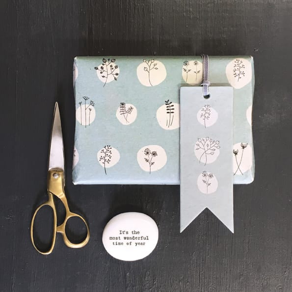 Kraft Wrapping Paper Roll, Blue Hedgerow | East of India Gift Wrap East of India Kraft Wrapping Paper Roll - Blue Hedgerow