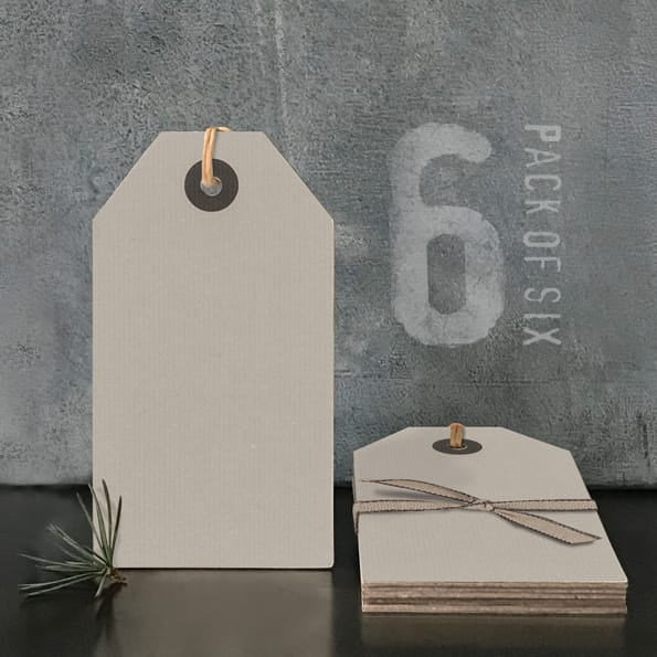 Large Grey Gift Labels, Pack of 6 | East of India Gift Tags East of India Large Gift Labels - Grey, Pack of 6