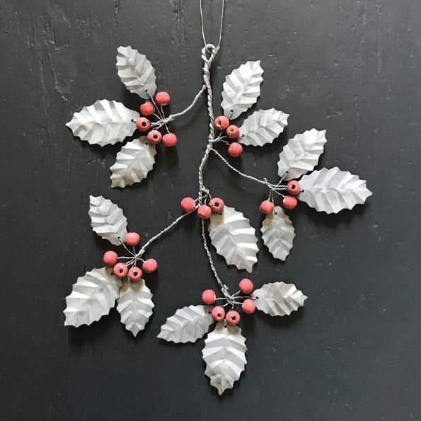 Large Metal Holly Bunch Christmas Decoration | East of India Christmas Decoration East of India Large Metal Holly Bunch Christmas Decoration