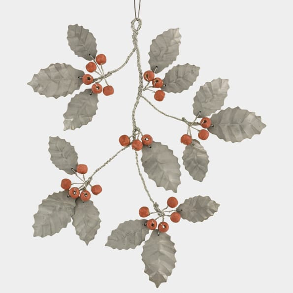 Large Metal Holly Bunch Christmas Decoration | East of India Christmas Decoration East of India Large Metal Holly Bunch Christmas Decoration