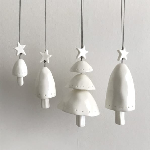Large Porcelain Bell Christmas Tree Decoration | East of India Hanging Decoration East of India Porcelain Bell Christmas Tree Decoration - Large