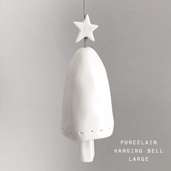 Large Porcelain Bell Christmas Tree Decoration | East of India Hanging Decoration East of India Porcelain Bell Christmas Tree Decoration - Large
