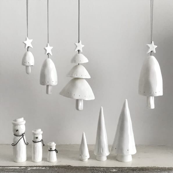 Large Porcelain Bell Christmas Tree Decoration | East of India Hanging Decoration East of India Porcelain Bell Christmas Tree Decoration - Large