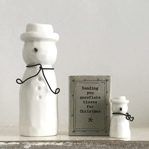 Large Porcelain Snowman Christmas Decoration | East of India Christmas Decoration East of India Porcelain Snowman Christmas Decoration - Large