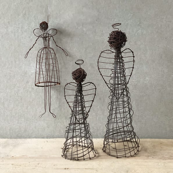 Large Rusty Wire Standing Angel | East of India Christmas Decoration East of India Large Rusty Wire Standing Angel