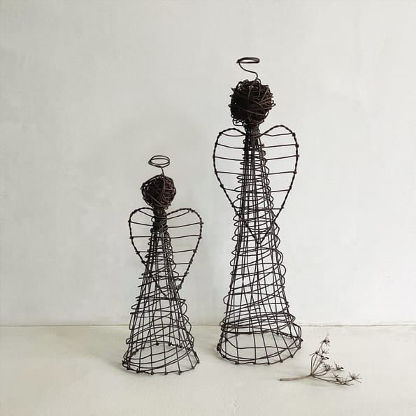 Large Rusty Wire Standing Angel | East of India Christmas Decoration East of India Large Rusty Wire Standing Angel