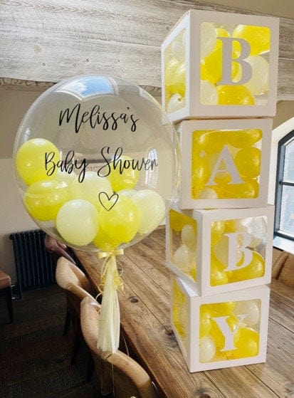 Lemon Yellow and White Baby Shower Blocks Balloons Lemon Yellow and White Baby Shower Blocks