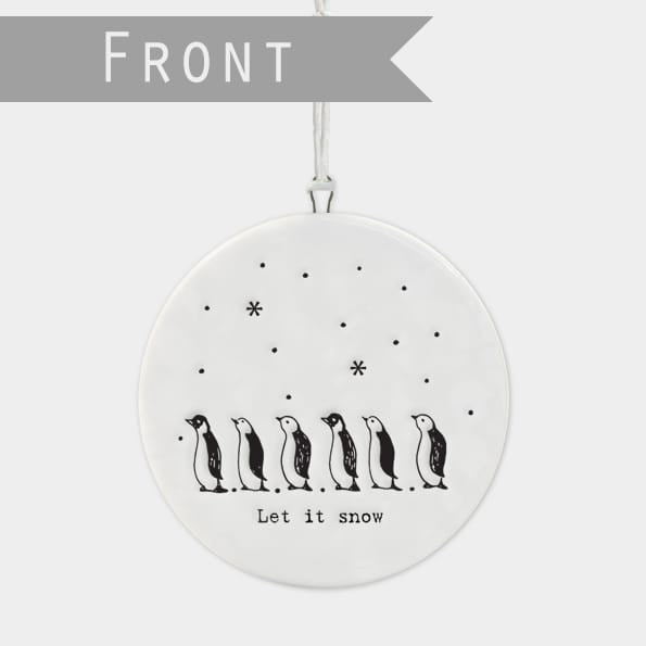 Let It Snow Porcelain Flat Bauble | East of India Bauble East of India Porcelain Flat Bauble - Let It Snow
