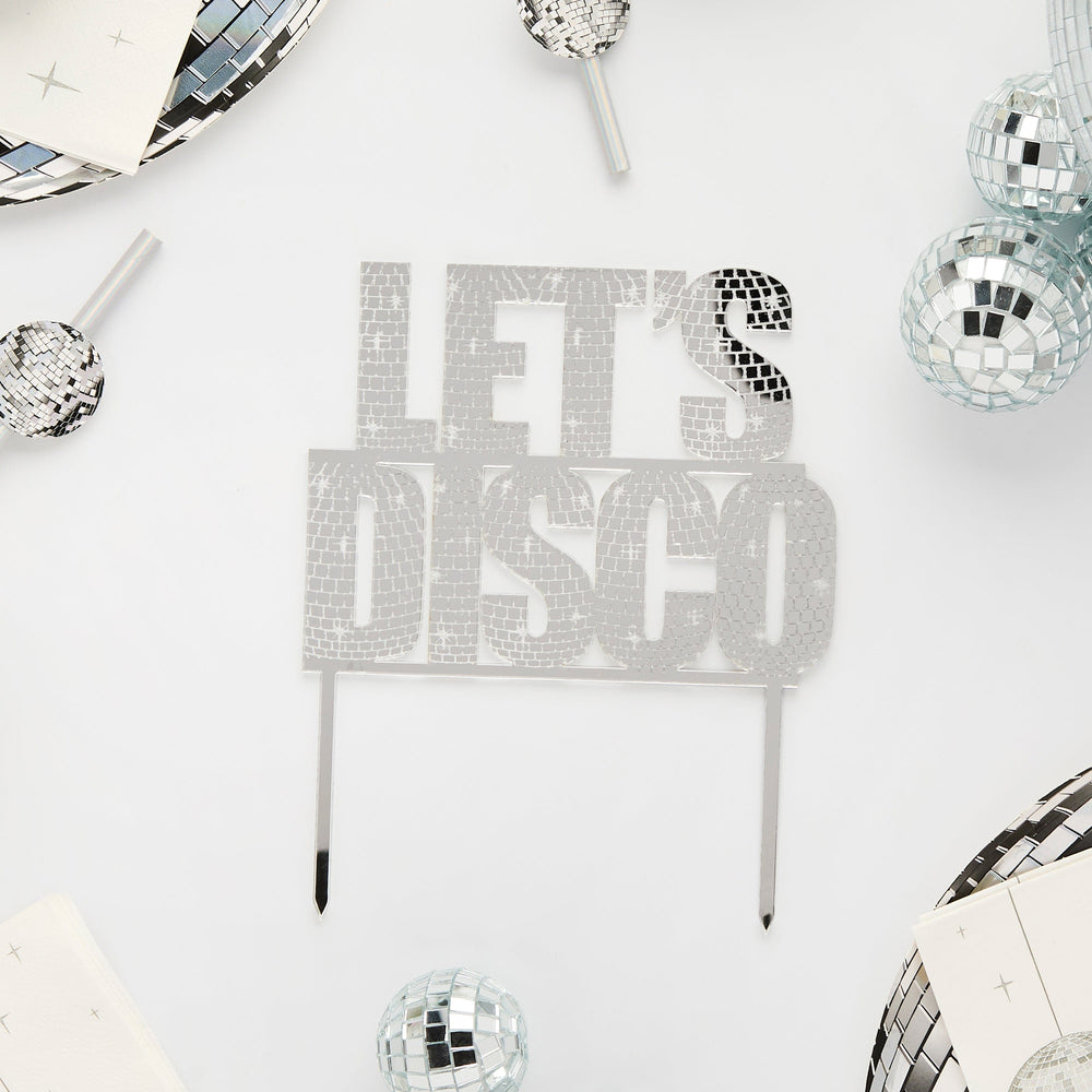Let's Disco Acrylic Cake Topper - Disco Cake Decorations Cake Topper Let's Disco Acrylic Cake Topper