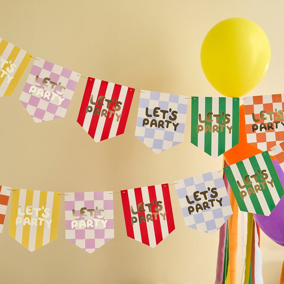 Let's Party Bunting - Colourful Birthday Party Decorations Bunting Colourful Let's Party Flag Bunting