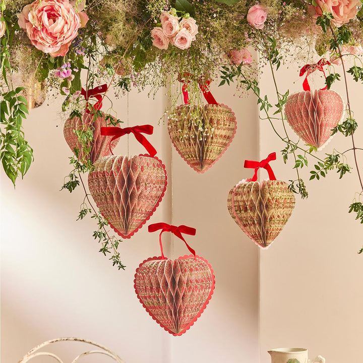 Liberty Honeycomb Heart Decorations x 3 | Meri Meri | Little Big Party Party Decorations Meri Meri x Liberty Honeycomb Heart Decorations x 3