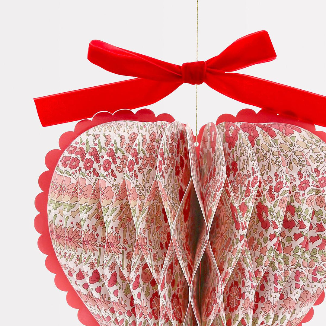 Liberty Honeycomb Heart Decorations x 3 | Meri Meri | Little Big Party Party Decorations Meri Meri x Liberty Honeycomb Heart Decorations x 3