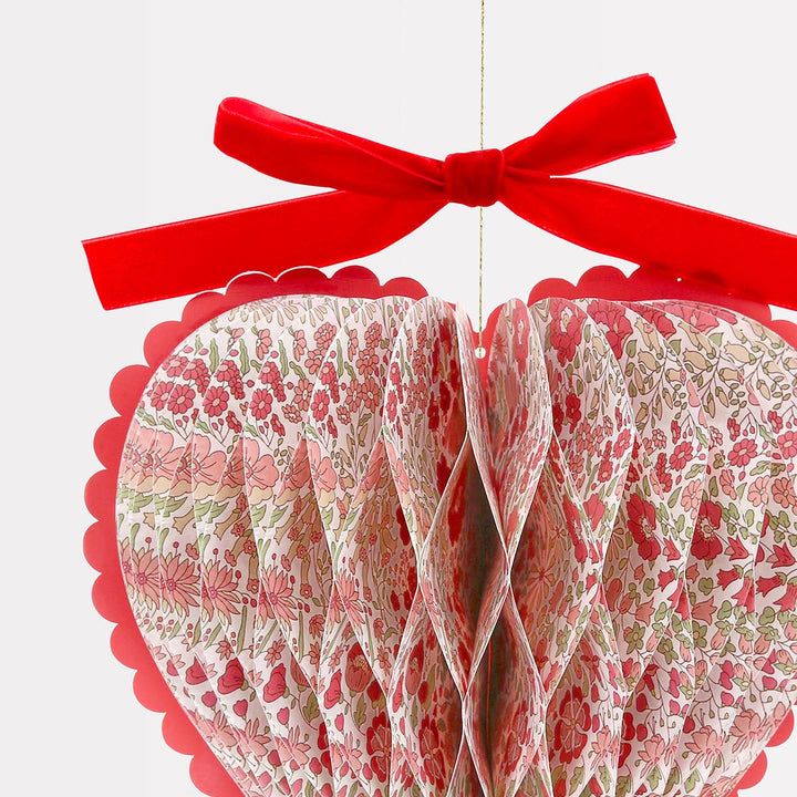 Liberty Honeycomb Heart Decorations x 3 | Meri Meri | Little Big Party Party Decorations Meri Meri x Liberty Honeycomb Heart Decorations x 3