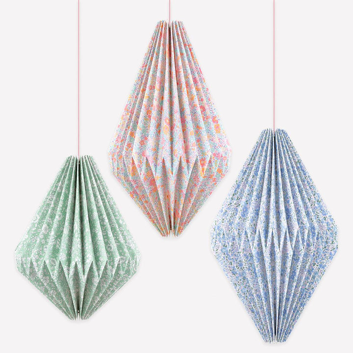 Liberty Origami Lantern Decorations x 3 | Meri Meri | Little Big Party Party Decorations Meri Meri x Liberty Origami Lantern Decorations x 3