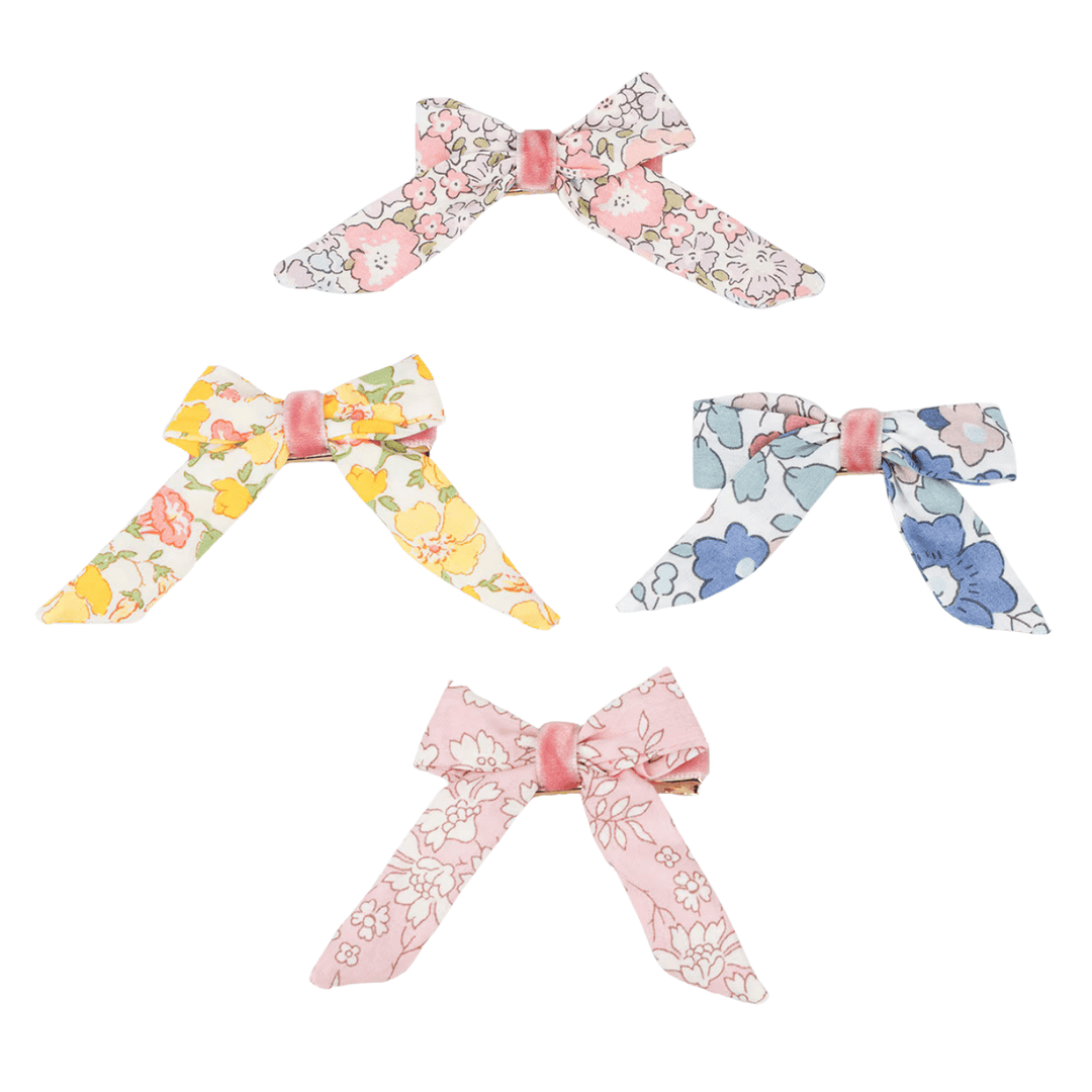 Liberty Print Floral Pattern Bow Hair Clips x 4 Hair Clips Liberty Print Floral Pattern Bow Hair Clips x 4